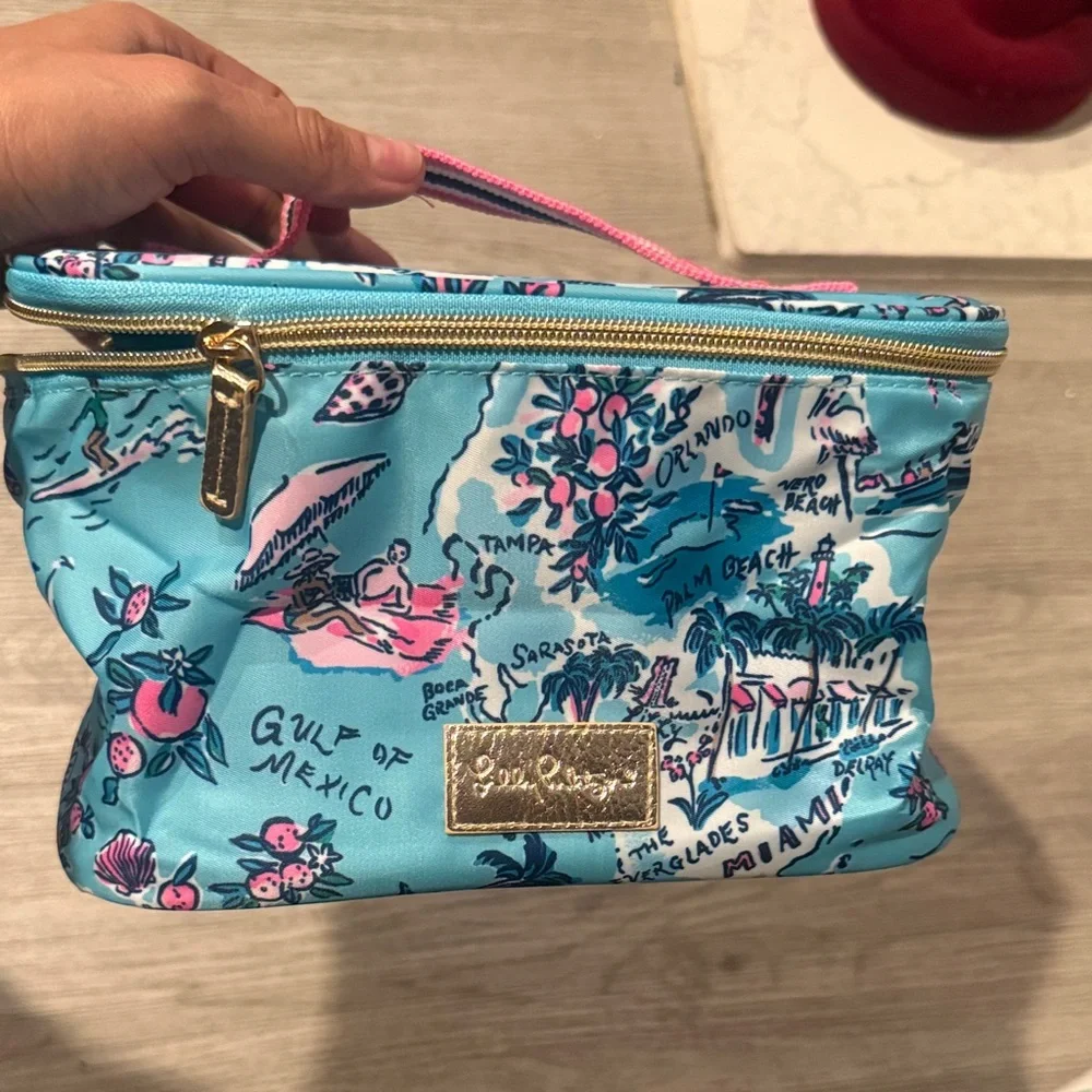 Lily Blue Floral Travel Cosmetic Bag - Picture 3 of 7